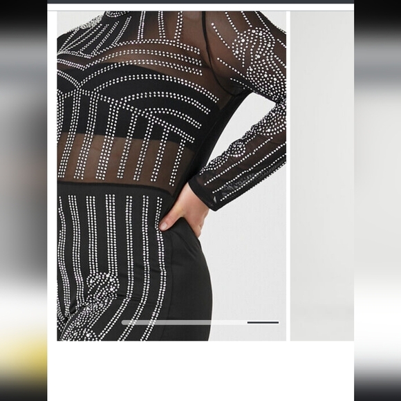 🍁🍂NWT FOREVER 21 3X Rhinestone Mesh Jumpsuit - Picture 3 of 8